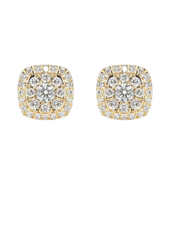 Mens Stud Diamond Earrings | 0.75 Carats 14K Yellow Gold