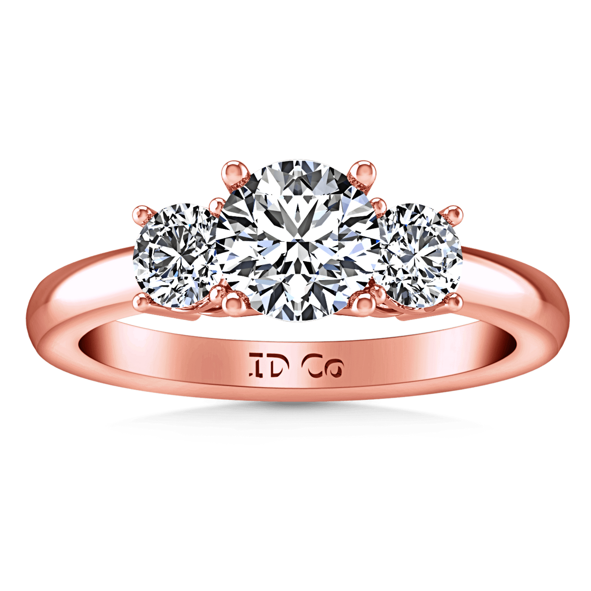 Three Stone Diamond EngagementRing Classic 14K Rose Gold