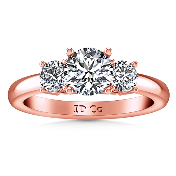 Three Stone Diamond EngagementRing Classic 14K Rose Gold
