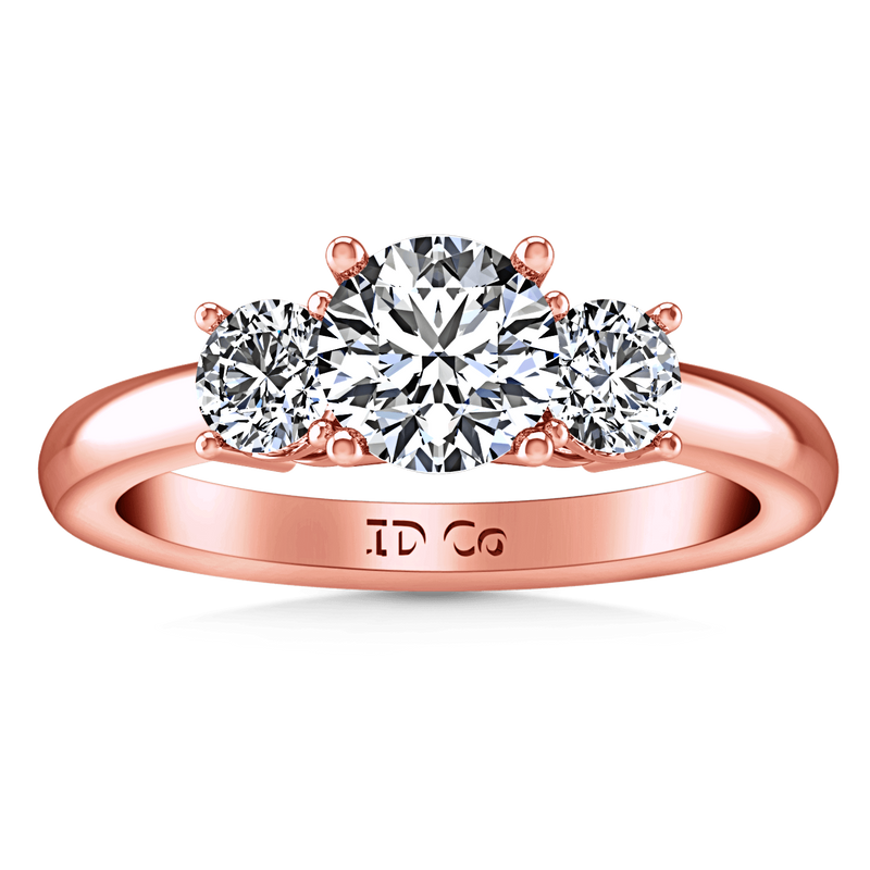 Three Stone Diamond EngagementRing Classic 14K Rose Gold