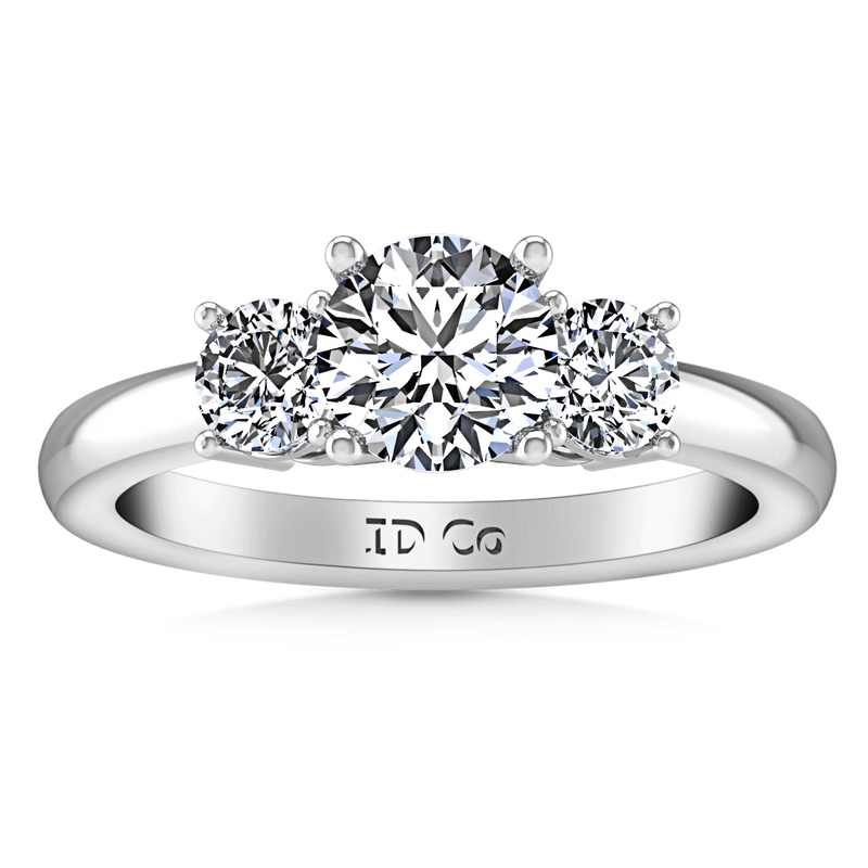 Three Stone Engagement Ring Classic 14K White Gold