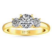 Three Stone Diamond Engagement Ring Classic 14K Yellow Gold