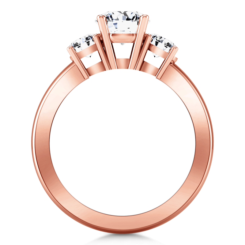 Three Stone Diamond EngagementRing Classic 14K Rose Gold