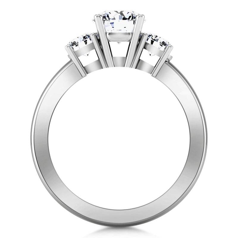 Three Stone Engagement Ring Classic 14K White Gold