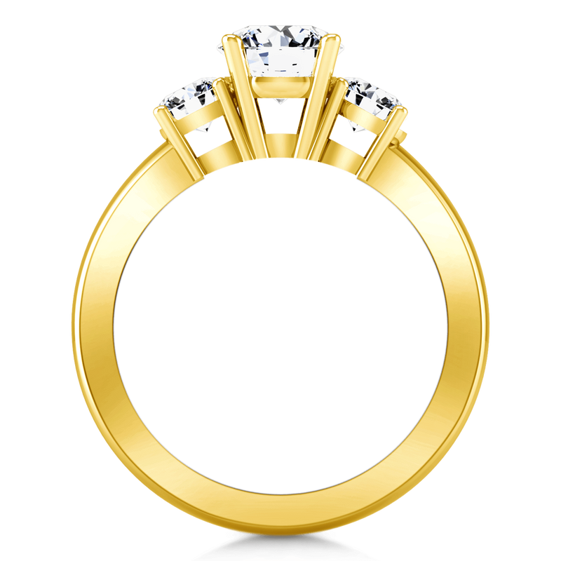 Three Stone Diamond Engagement Ring Classic 14K Yellow Gold
