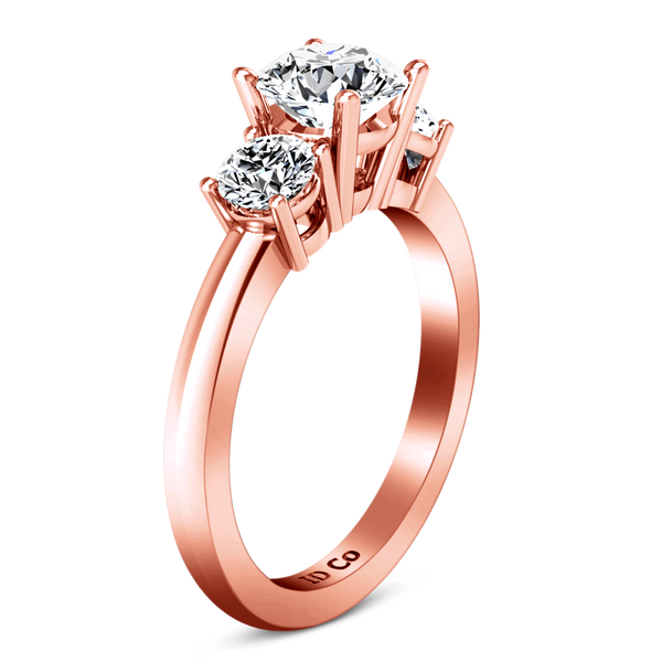 Three Stone Diamond EngagementRing Classic 14K Rose Gold