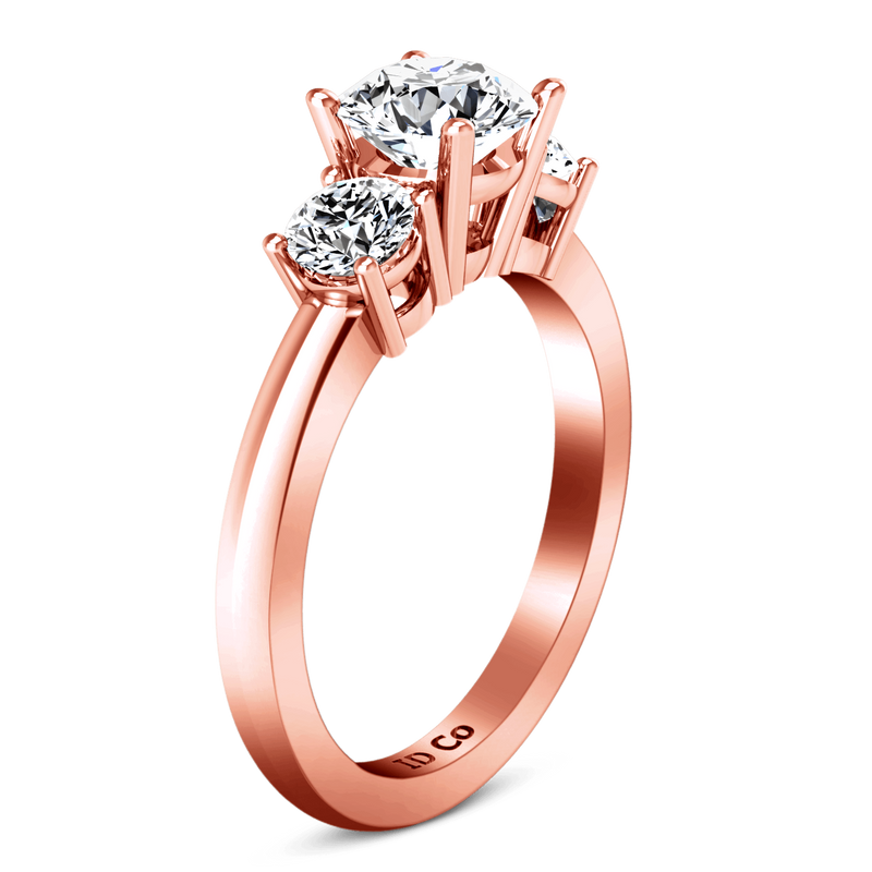 Three Stone Diamond EngagementRing Classic 14K Rose Gold