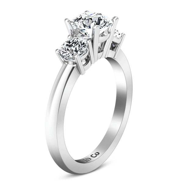 Three Stone Engagement Ring Classic 14K White Gold