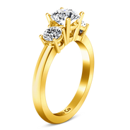 Three Stone Diamond Engagement Ring Classic 14K Yellow Gold