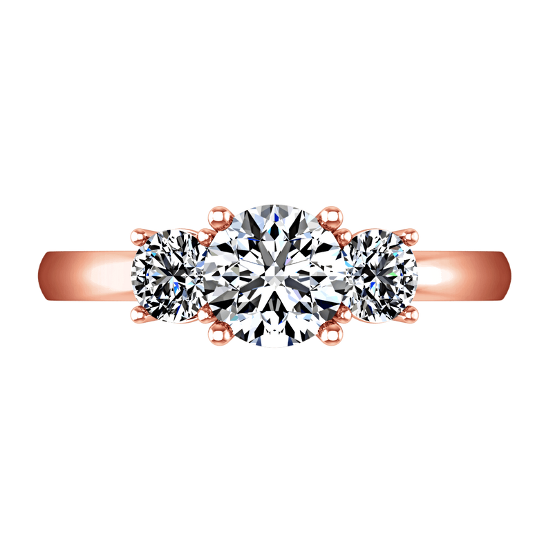 Three Stone Diamond EngagementRing Classic 14K Rose Gold