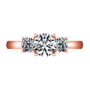 Three Stone Diamond EngagementRing Classic 14K Rose Gold