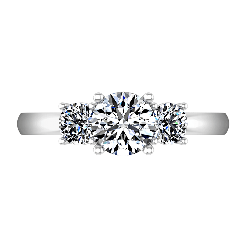 Three Stone Engagement Ring Classic 14K White Gold