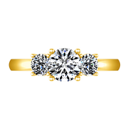 Three Stone Diamond Engagement Ring Classic 14K Yellow Gold