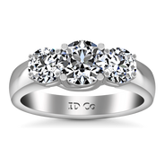 Round Diamond Three Stone Engagement Ring 4 Prong Lattice 14K White Gold