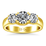 Three Stone Diamond Engagement Ring 4 Prong Lattice 14K Yellow Gold