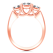 Three Stone Diamond EngagementRing 4 Prong Lattice 14K Rose Gold