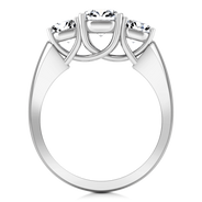 Round Diamond Three Stone Engagement Ring 4 Prong Lattice 14K White Gold