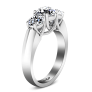 Round Diamond Three Stone Engagement Ring 4 Prong Lattice 14K White Gold