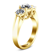 Three Stone Diamond Engagement Ring 4 Prong Lattice 14K Yellow Gold