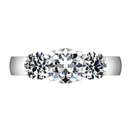 Round Diamond Three Stone Engagement Ring 4 Prong Lattice 14K White Gold