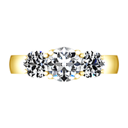 Three Stone Diamond Engagement Ring 4 Prong Lattice 14K Yellow Gold