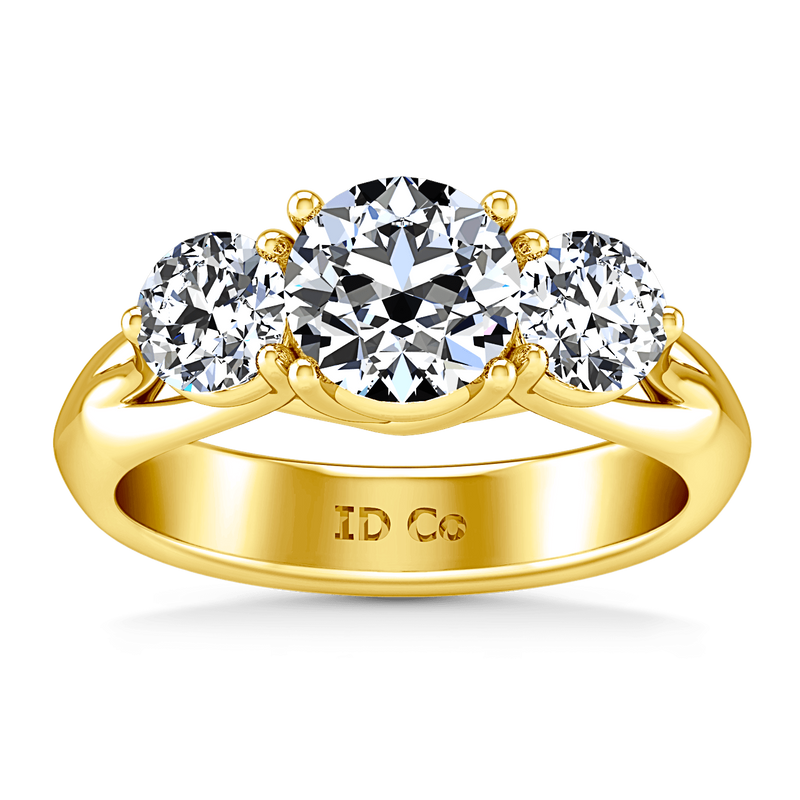 Three Stone Diamond Engagement Ring Charlotte 14K Yellow Gold