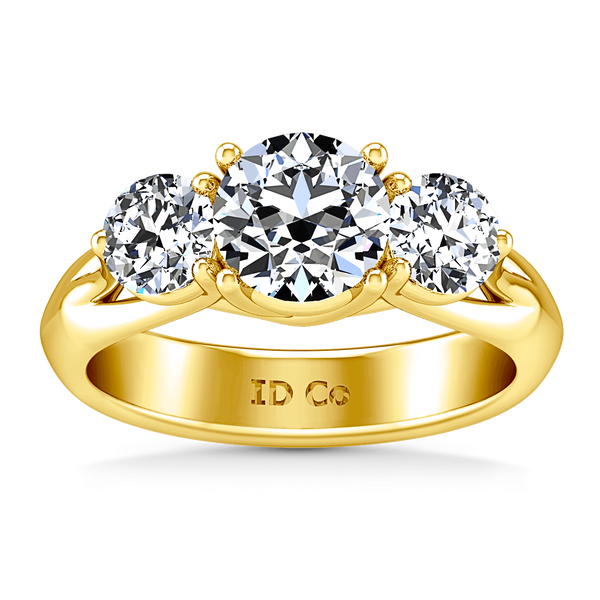 Three Stone Diamond Engagement Ring Charlotte 14K Yellow Gold