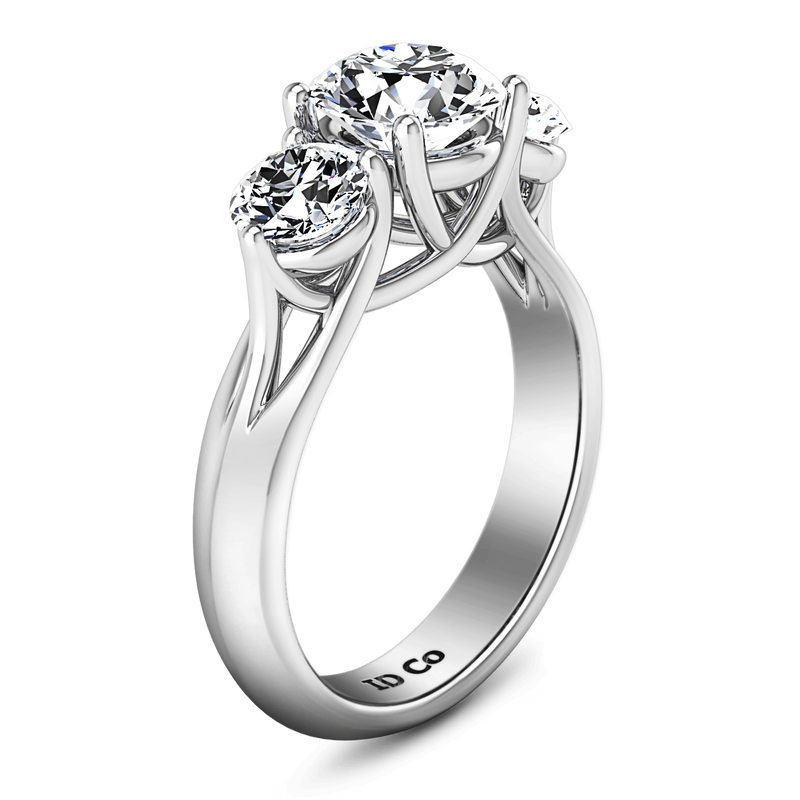 Three Stone Engagement Ring Charlotte 14K White Gold