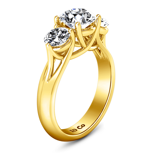 Three Stone Diamond Engagement Ring Charlotte 14K Yellow Gold