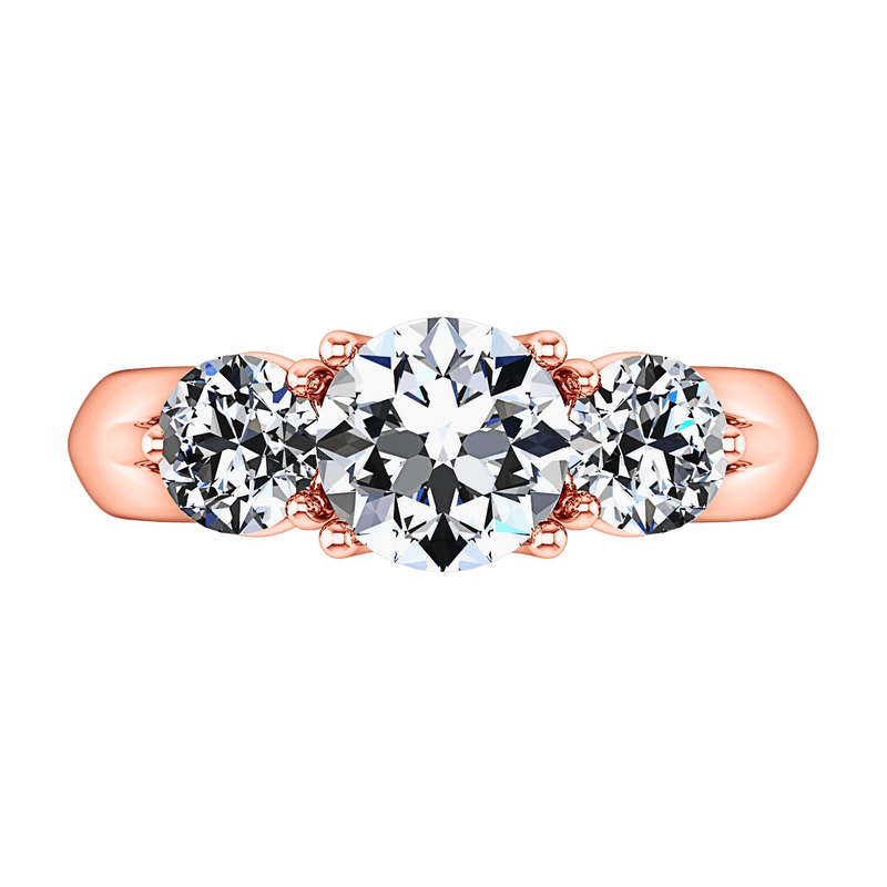 Three Stone Diamond EngagementRing Charlotte 14K Rose Gold