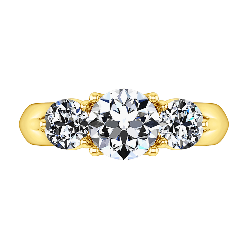 Three Stone Diamond Engagement Ring Charlotte 14K Yellow Gold
