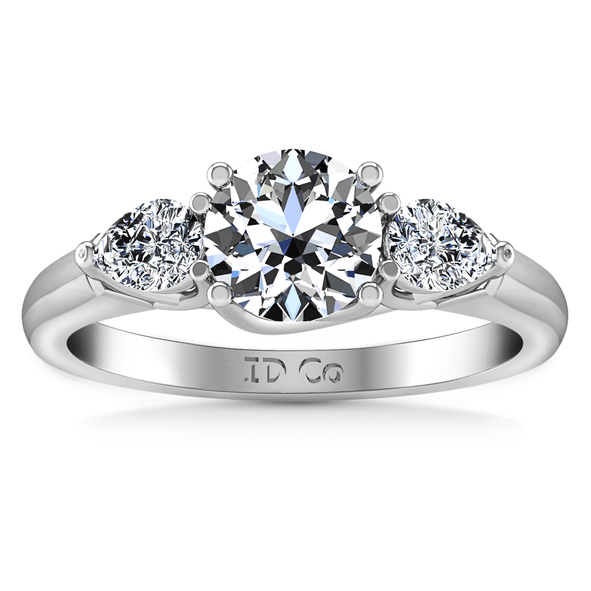 Round Diamond Three Stone Engagement Ring Chantal 14K White Gold