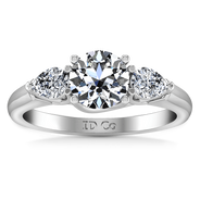 Round Diamond Three Stone Engagement Ring Chantal 14K White Gold