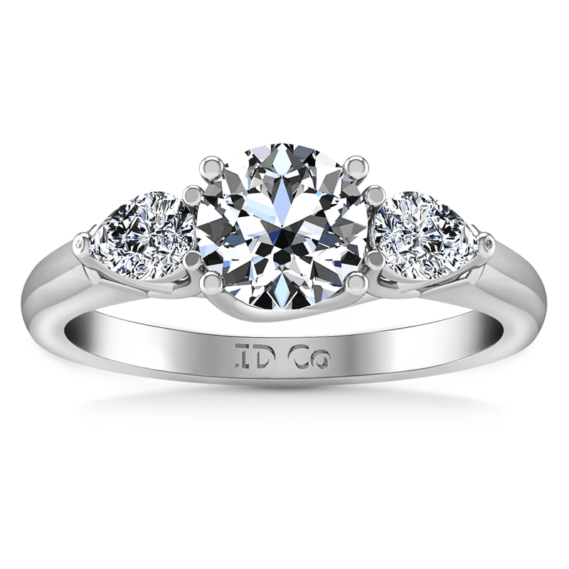 Round Diamond Three Stone Engagement Ring Chantal 14K White Gold
