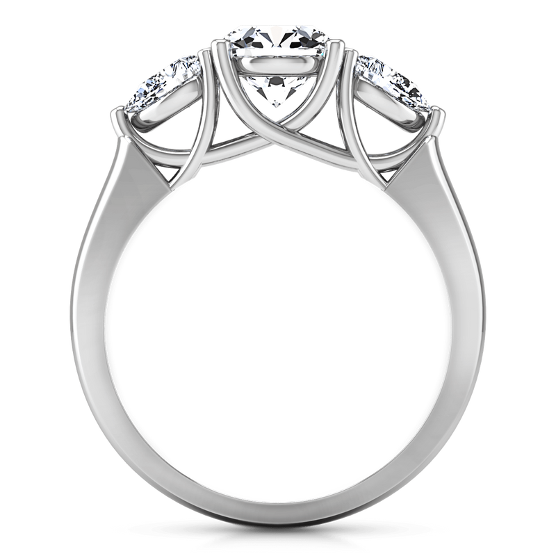 Round Diamond Three Stone Engagement Ring Chantal 14K White Gold