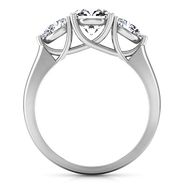 Round Diamond Three Stone Engagement Ring Chantal 14K White Gold