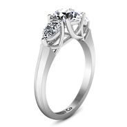 Round Diamond Three Stone Engagement Ring Chantal 14K White Gold