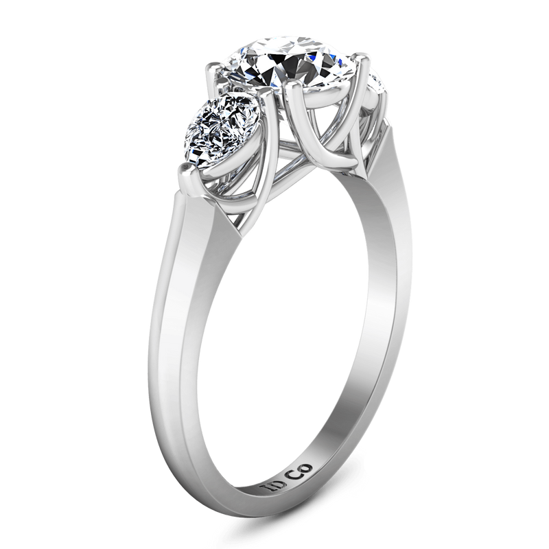 Round Diamond Three Stone Engagement Ring Chantal 14K White Gold