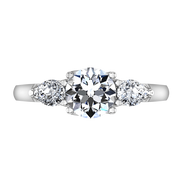 Round Diamond Three Stone Engagement Ring Chantal 14K White Gold