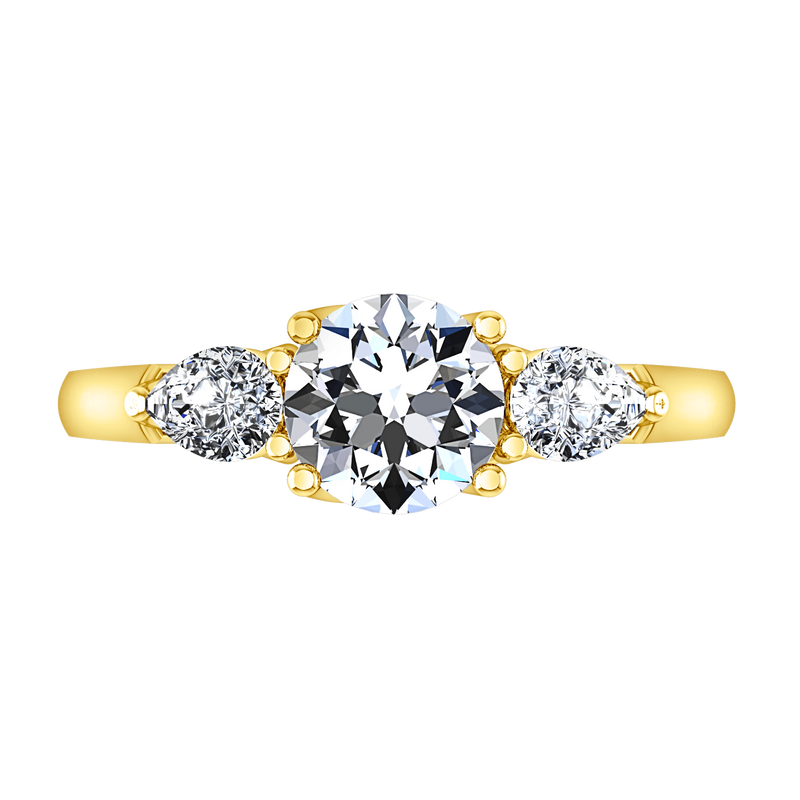 Three Stone Diamond Engagement Ring Chantal 14K Yellow Gold
