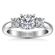 Round Diamond Three Stone Engagement Ring Alexandra 14K White Gold