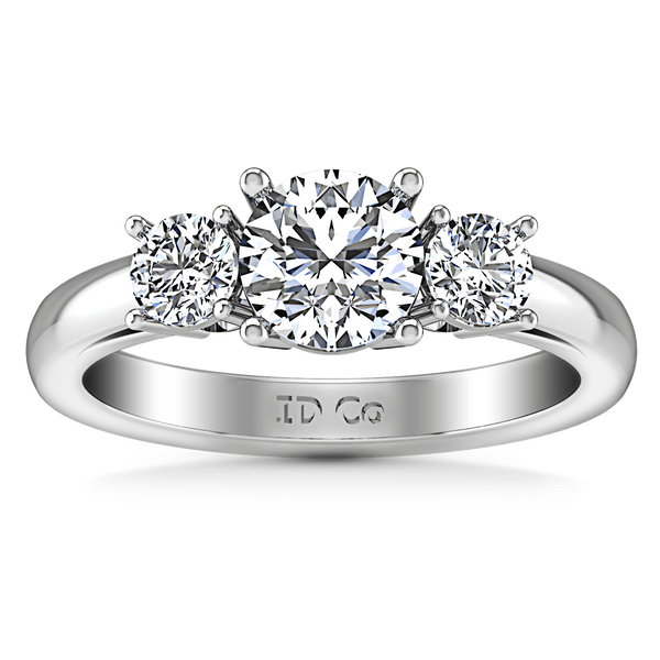 Round Diamond Three Stone Engagement Ring Alexandra 14K White Gold