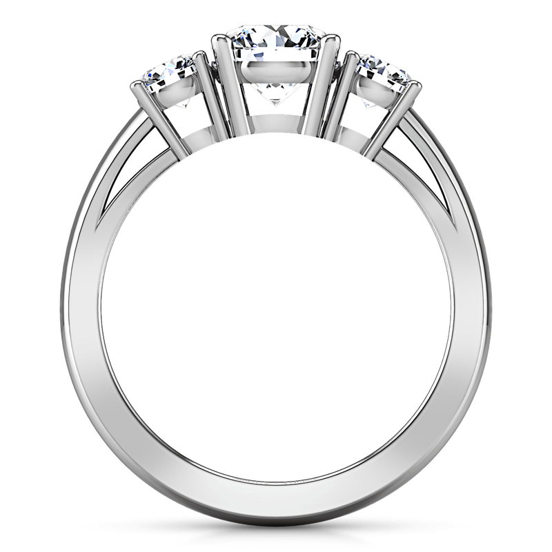 Round Diamond Three Stone Engagement Ring Alexandra 14K White Gold