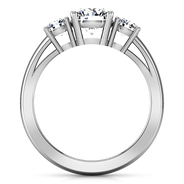 Round Diamond Three Stone Engagement Ring Alexandra 14K White Gold