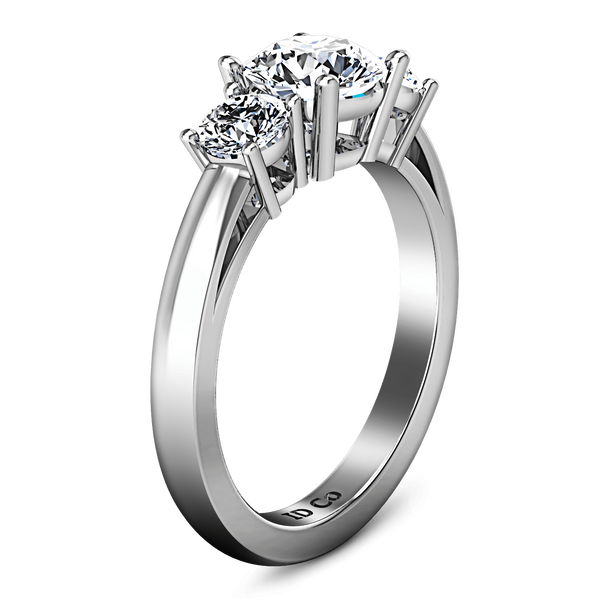 Round Diamond Three Stone Engagement Ring Alexandra 14K White Gold