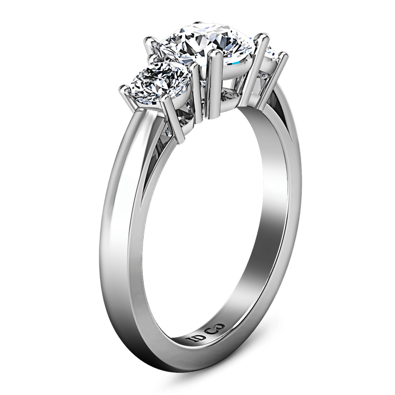 Round Diamond Three Stone Engagement Ring Alexandra 14K White Gold
