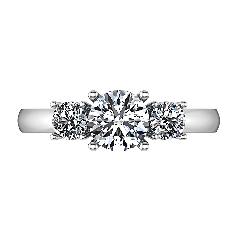 Round Diamond Three Stone Engagement Ring Alexandra 14K White Gold