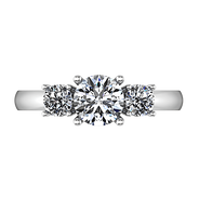 Round Diamond Three Stone Engagement Ring Alexandra 14K White Gold