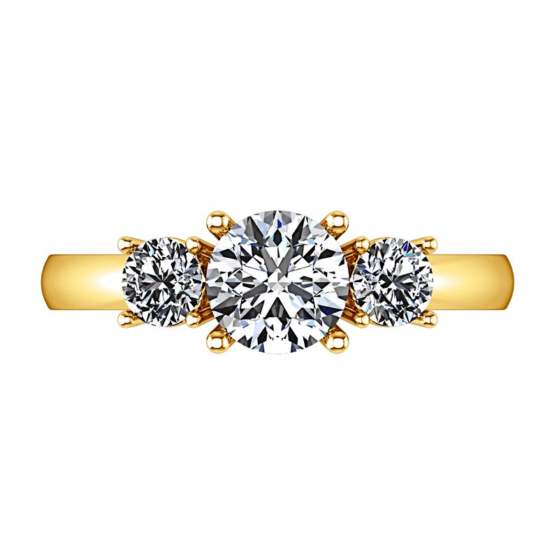 Three Stone Diamond Engagement Ring Alexandra 14K Yellow Gold