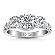 Round Diamond Three Stone Engagement Ring Victoria 14K White Gold